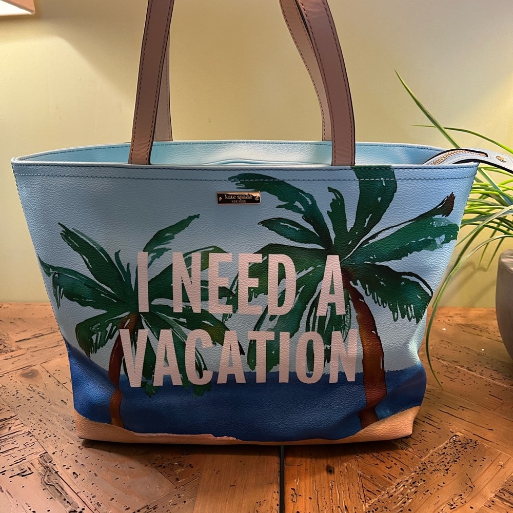 Kate Spade Blue Tropical Vacation Tote